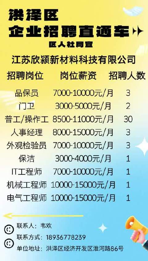 苏州园区唯亭新鲜职位速递